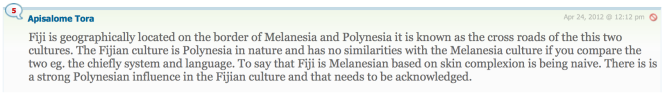 comment about fiji origins